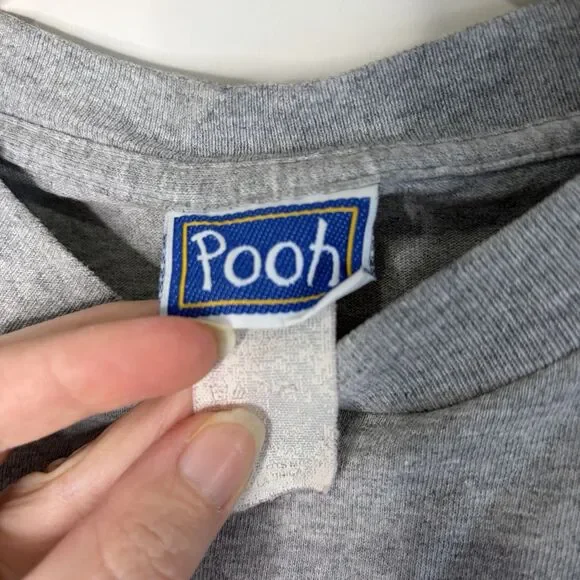 Vintage Winnie The Pooh Sleep Pajama Shirt T-Shirt Gray Short Sleeve Women OS L - Picture 8 of 9